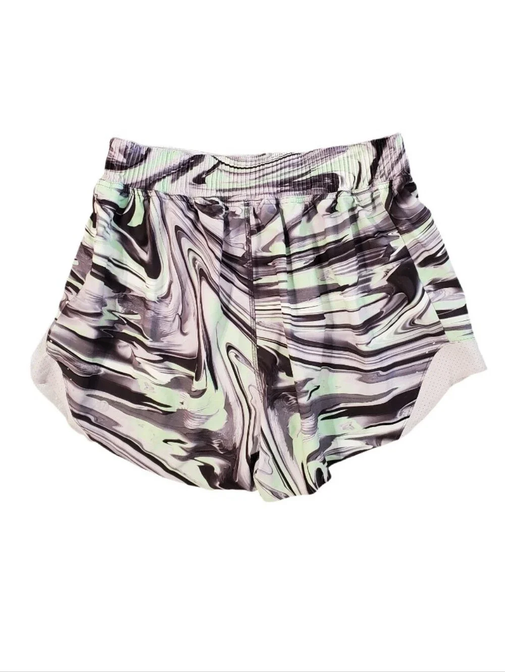 Lululemon Women's Green Chrome Swirl High Rise Hotty Hot‎ Shorts Size 6